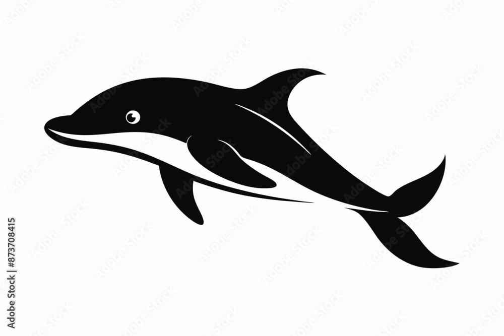 Fototapeta premium Whale vector illustration, whale jumping isolated on white, whale silhouette, whale vector art