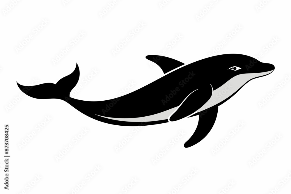 Fototapeta premium Whale vector illustration, whale jumping isolated on white, whale silhouette, whale vector art