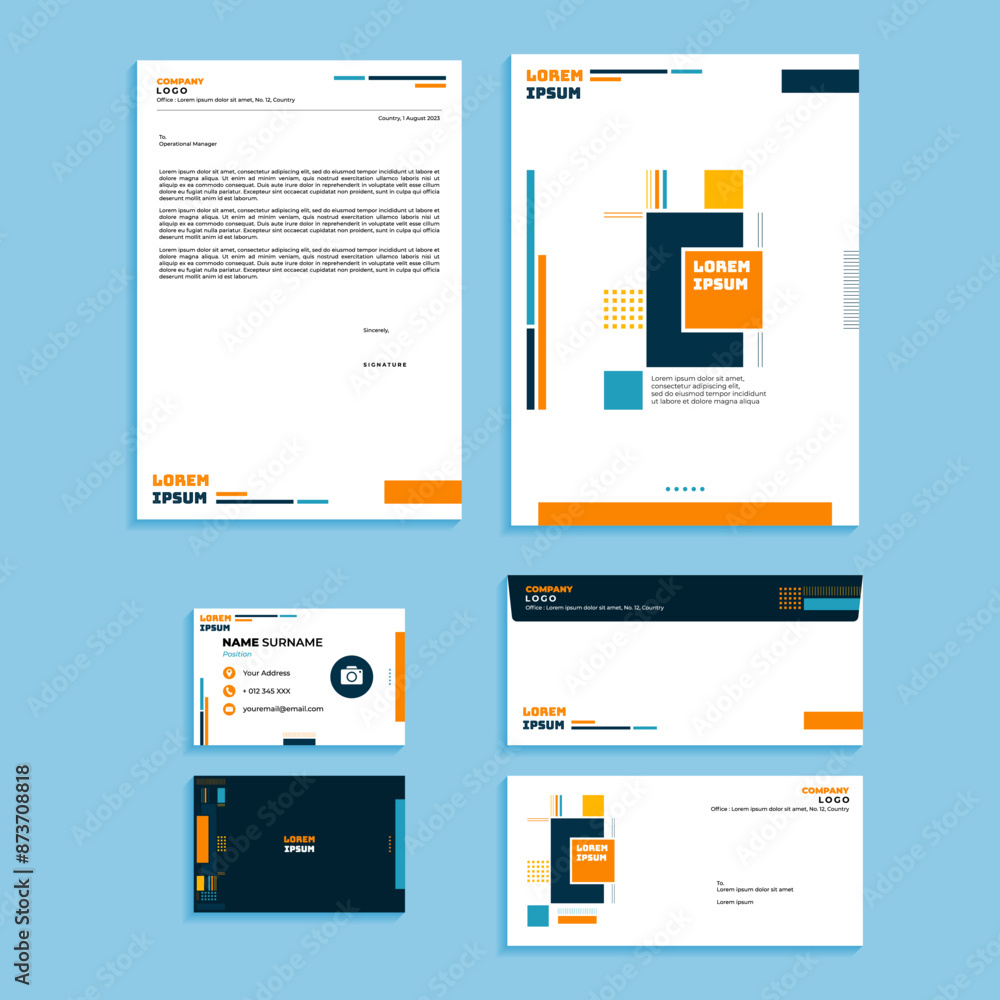Abstract Geometric Office Stationery Equipment Set Design Abstract Geometric Office Stationery Equipment Set Design