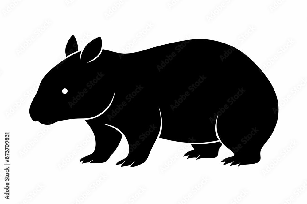 Obraz premium Wombat vector illustration, image of a squirrel, wombat silhouette, wombat vector art 
