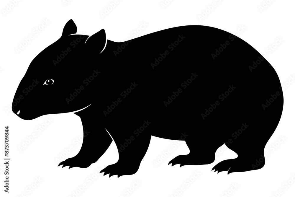 Obraz premium Wombat vector illustration, image of a squirrel, wombat silhouette, wombat vector art 