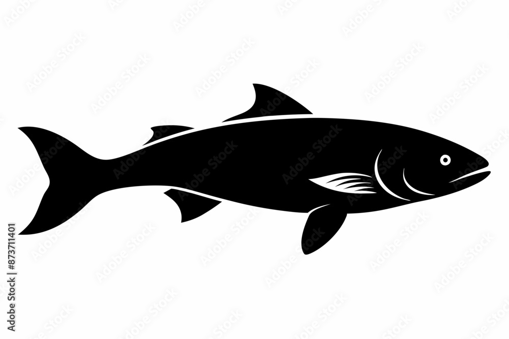 Salmon vector illustration, fish isolated on white, Salmon silhouette, Salmon vector art
