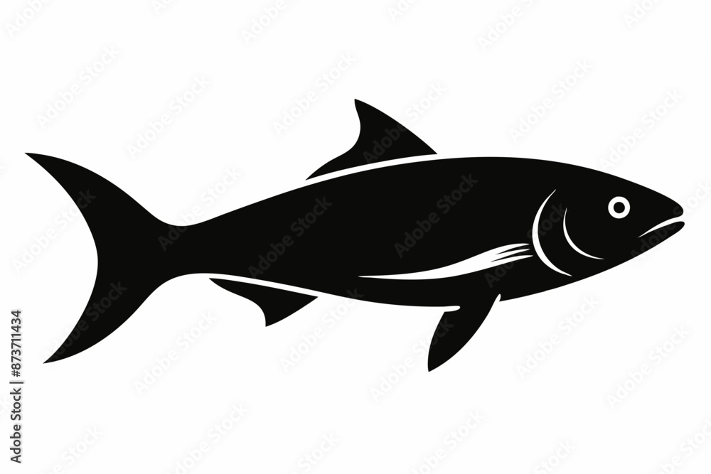 Fototapeta premium Salmon vector illustration, fish isolated on white, Salmon silhouette, Salmon vector art