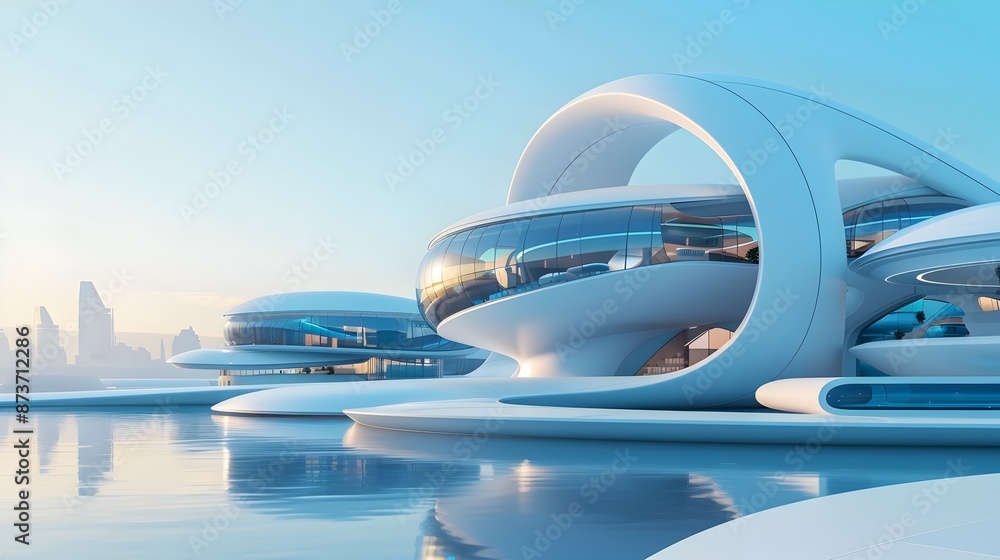 Fototapeta premium Dynamically Transforming Futuristic City with Adaptive Architectural Wonders