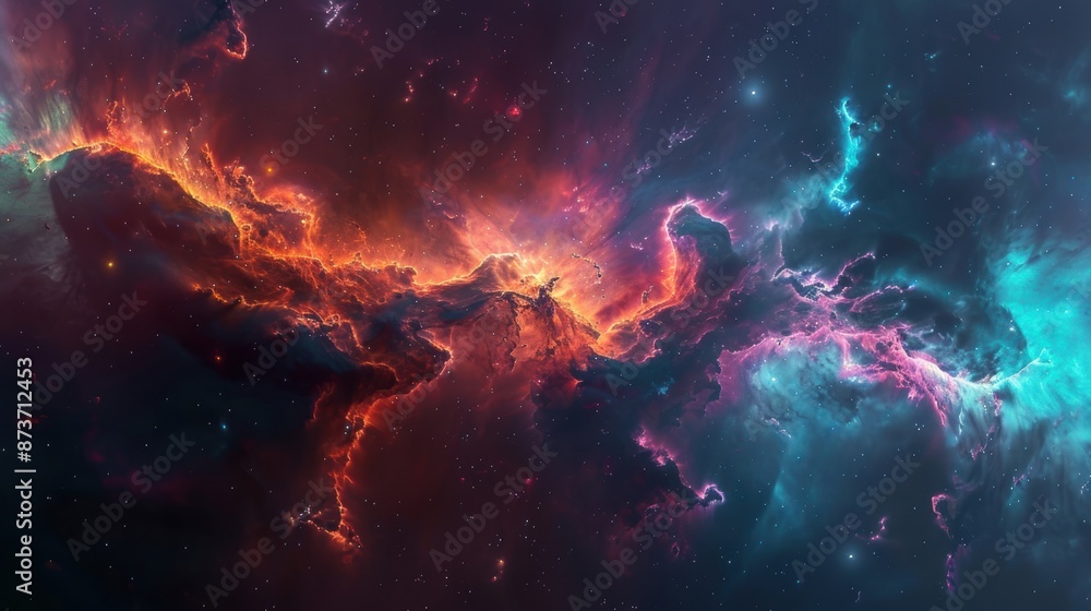 Cosmic Nebula in Vivid Hues Cosmic Nebula in Vivid Hues