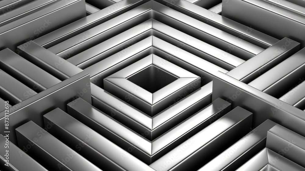 Obraz premium A close-up shot of a metallic structure featuring a series of silver squares with a central empty space