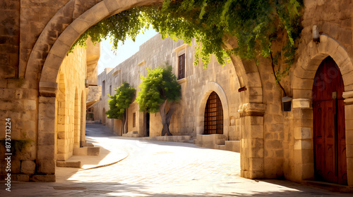 Fototapeta Naklejka Na Ścianę i Meble -  Medieval arched street in the old town