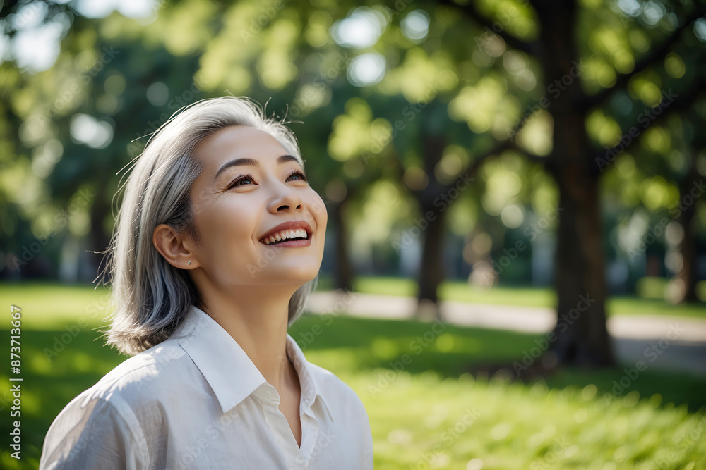グレーヘアーの素敵な女性 グレーヘアーの素敵な女性