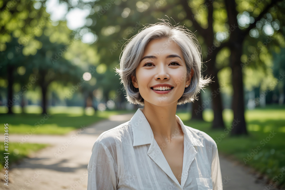 グレーヘアーの素敵な女性 グレーヘアーの素敵な女性