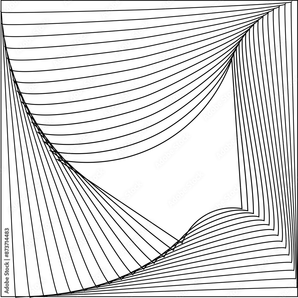 Obraz premium Square rotating and swirling modern shape, digital, tech, future