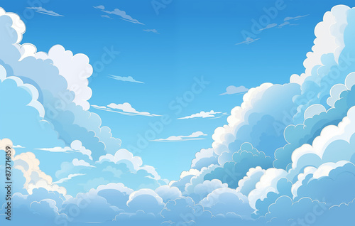 anime clouds, cartoon clear sky