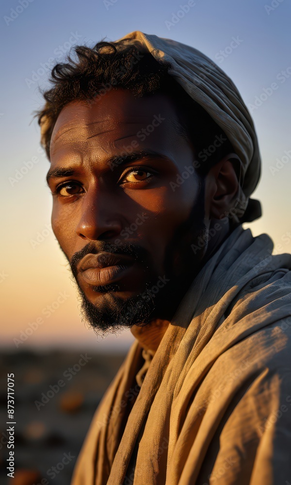 Portrait of a Man with a Serious Expression, Dressed in a Brown Robe. Portrait of a Man with a Serious Expression, Dressed in a Brown Robe.