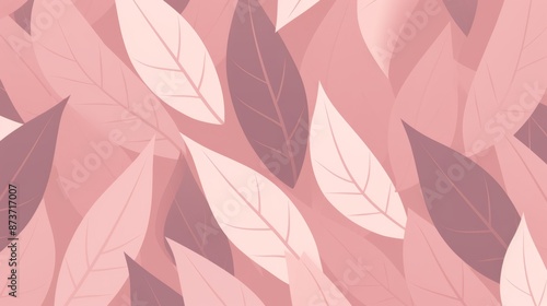 A pattern of pink and white leaves on a pink background