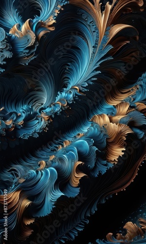 Wallpaper Mural Abstract Blue and Gold Swirls. Torontodigital.ca