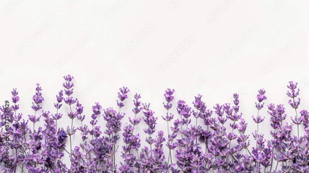 Naklejka premium Purple Lavender Flowers on White Background