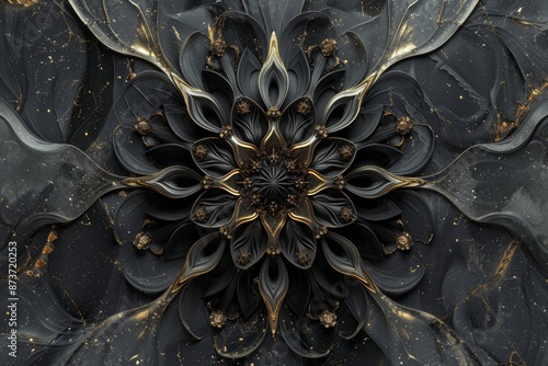 Wallpaper Mural Baroque Classical Abstract Marble Framed Ceiling Art with Ornate Border. Luxury Lavish Decor Victorian Elements with Seamless Pattern Background Texture Torontodigital.ca