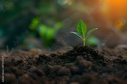 A spout life is coming from soil	