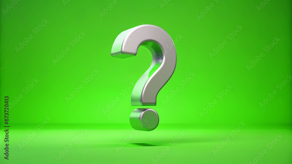 Animated 3D question mark pops up with a dizzying effect on a flat green screen, looping seamlessly in 4K resolution, conveying confusion and curiosity. Animated 3D question mark pops up with a dizzying effect on a flat green screen, looping seamlessly in 4K resolution, conveying confusion and curiosity.