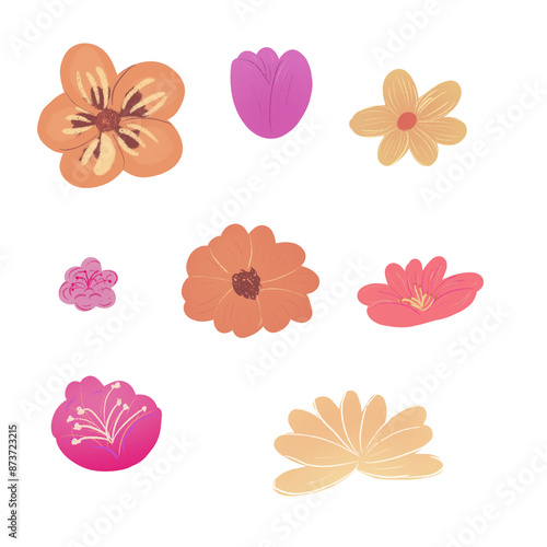 set of flowers