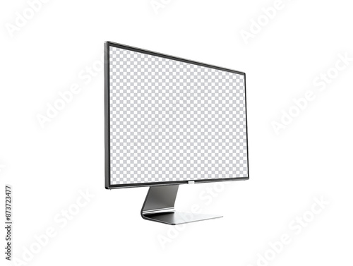 Desktop monitor blank screen isolated on transparent background, generative ai 