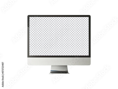 Desktop monitor blank screen isolated on transparent background, generative ai 