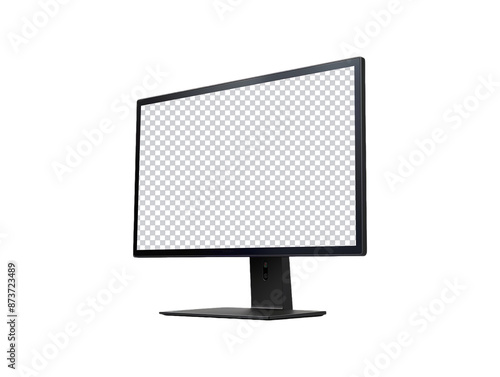 Desktop monitor blank screen isolated on transparent background, generative ai  photo