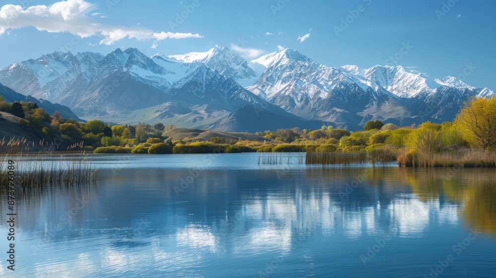 A serene mountain lake surrounded by snowcapped peaks the perfect backdrop for a cold water resilience training retreat. A serene mountain lake surrounded by snowcapped peaks the perfect backdrop for a cold water resilience training retreat.