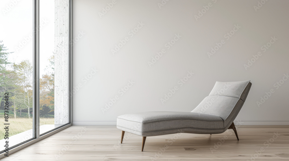 Contemporary and minimalist interiors designer composition with a stylish couch next to a large window in a living room area. Smart property indoors with minimal furniture and copy space. Contemporary and minimalist interiors designer composition with a stylish couch next to a large window in a living room area. Smart property indoors with minimal furniture and copy space.