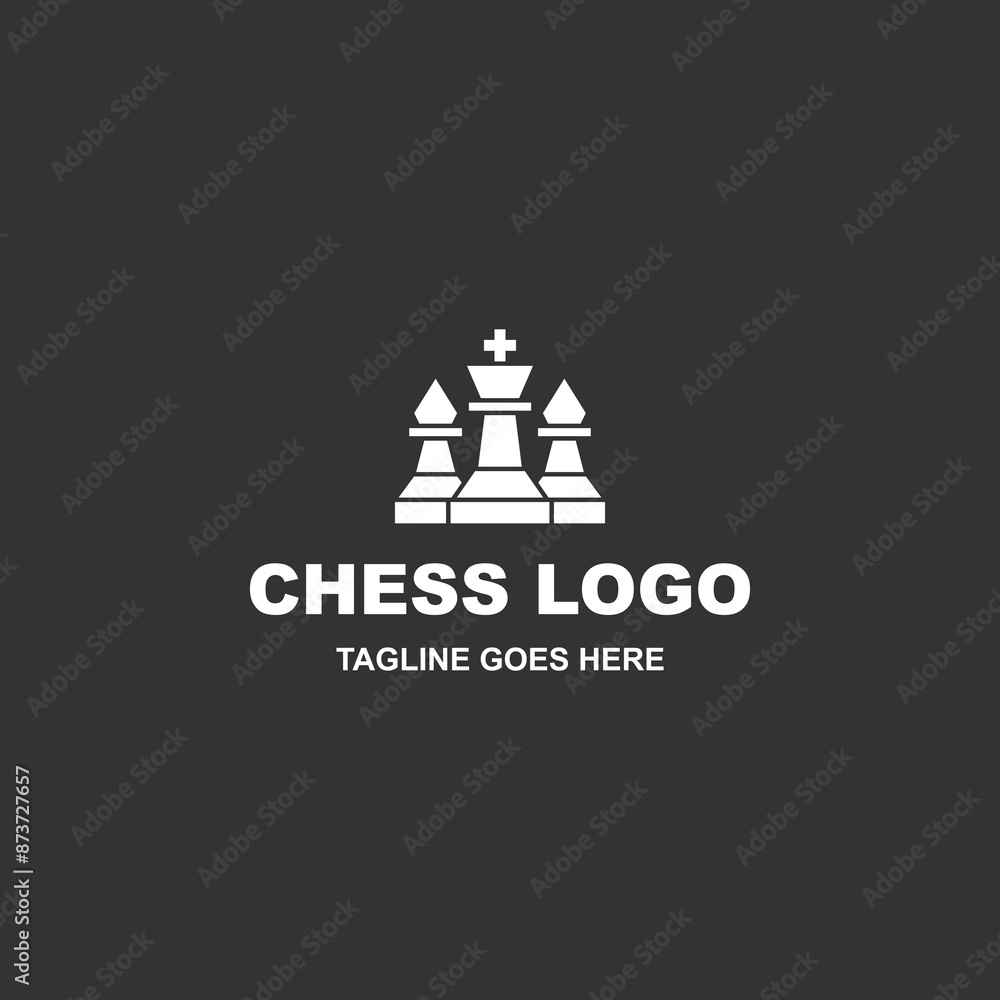 Fototapeta premium Chess logo design vector isolated on black background