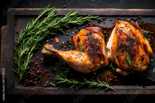 Wallpaper Mural Deliciously baked chicken cuts garnished with fresh spices for dinner Torontodigital.ca