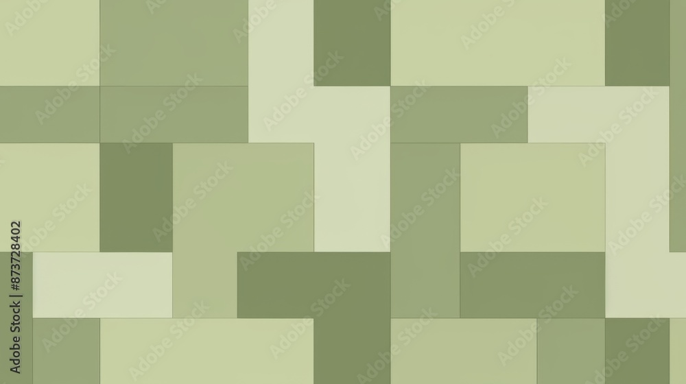 Obraz premium art piece featuring a pattern of rectangular shapes in various shades of green