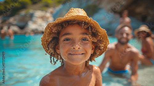 An ethnic family with members of all ages and capacities spending a day at the beach