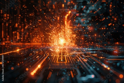 The image has a futuristic and technological feel to it