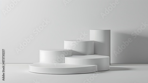 Modern Three-Level Podium Product Stand Display with Sleek Tiered Design