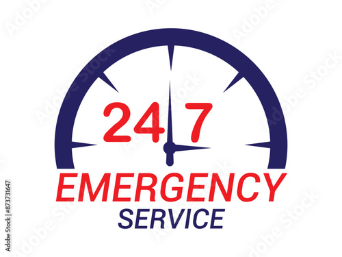 Print24/7 hours emergency service vector, 4 hour and 7 days service design, 4 hours service label design.