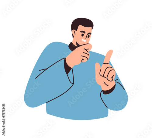 Happy interested man thinking about creative thought, idea. Curious excited c...