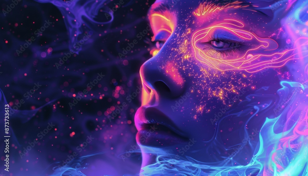 Neon landscapes with glowing elements, Trippy LSD doodles Luminous Neon landscapes with glowing elements, Trippy LSD doodles Luminous