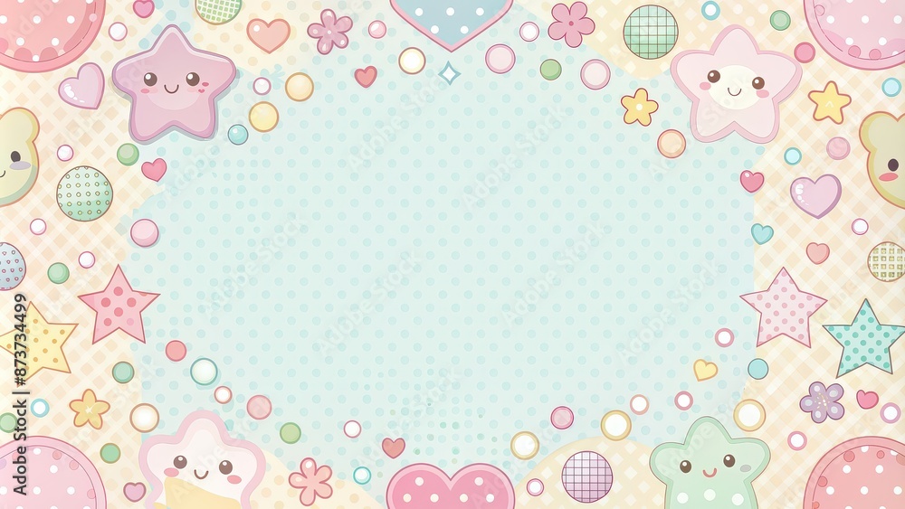 Pastel colored pattern background with cute and kawaii elements, pastel, pattern, background, cute, kawaii, presentation, design Pastel colored pattern background with cute and kawaii elements, pastel, pattern, background, cute, kawaii, presentation, design
