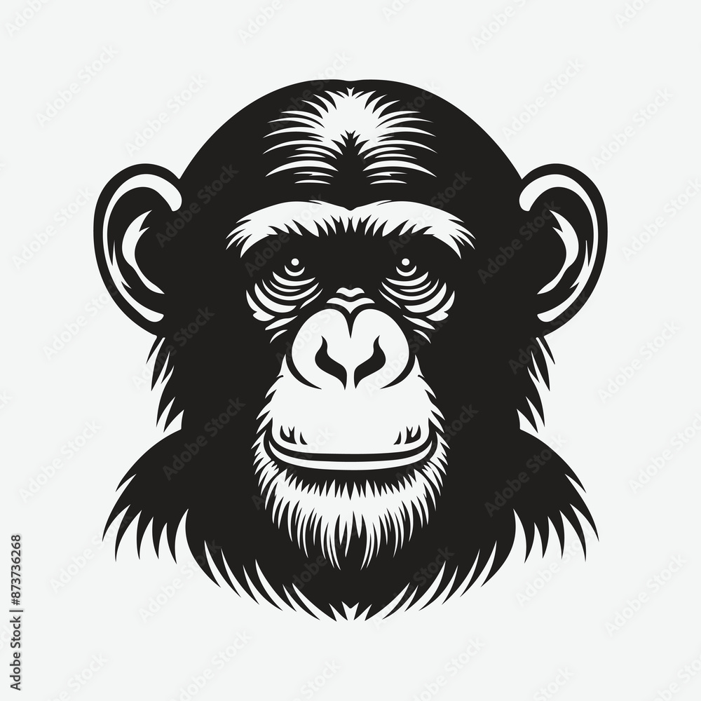 Obraz premium Majestic Chimpanzee Silhouette: Capturing the Wild in Shadow