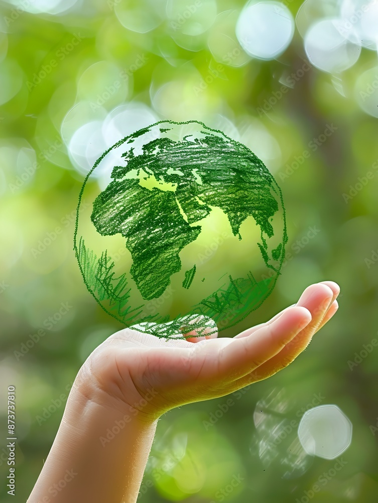 Child s Hand Holding Eco Friendly Globe Concept for World Environment Day and Sustainable Development Child s Hand Holding Eco Friendly Globe Concept for World Environment Day and Sustainable Development