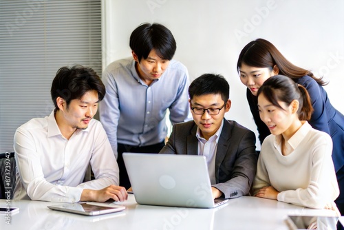 Asian Developer Team Brainstorming in IT Office  © No