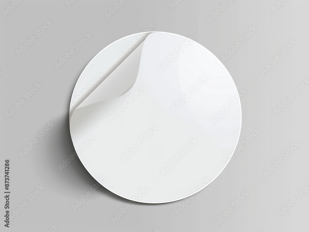 Minimalist High-Resolution Vector Illustration of a White Round Sticker with Curled Corners on a Gray Background, Detailed Paper Texture. Ideal for Branding, Labeling, and Design Concepts. Minimalist High-Resolution Vector Illustration of a White Round Sticker with Curled Corners on a Gray Background, Detailed Paper Texture. Ideal for Branding, Labeling, and Design Concepts.