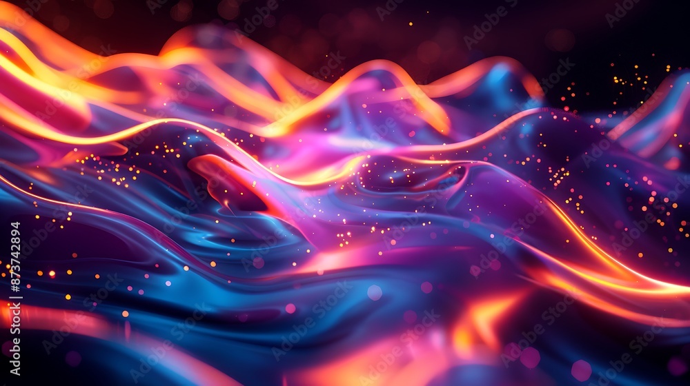 Abstract Liquid Waves Flow with Vibrant Colors and Bokeh Effects Abstract Liquid Waves Flow with Vibrant Colors and Bokeh Effects