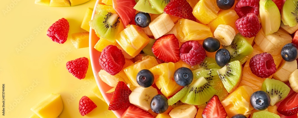 Fruit medley salad with a variety of colors. Fruit medley salad with a variety of colors.