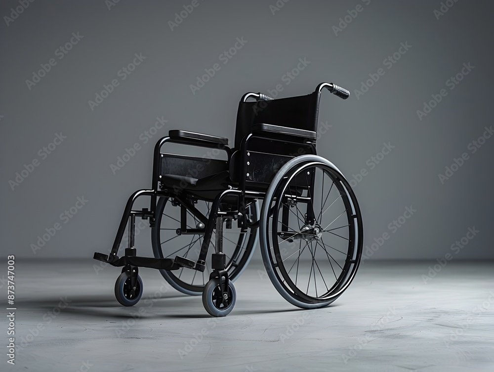 Fototapeta premium Wheelchair for Disabled Person Against Clean Gray Background