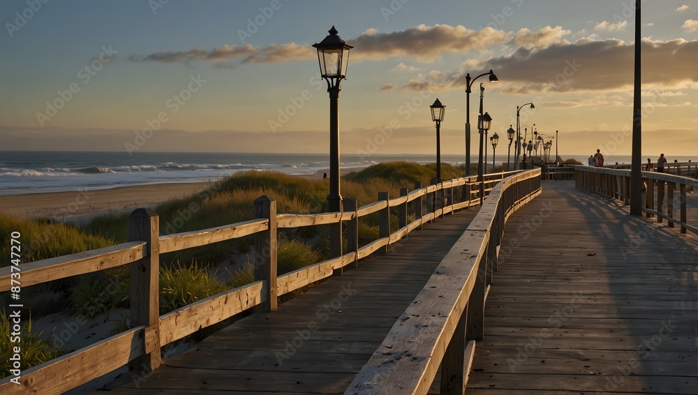 The serenity of an early morning walk along an oceanside boardwalk ai_generated The serenity of an early morning walk along an oceanside boardwalk ai_generated