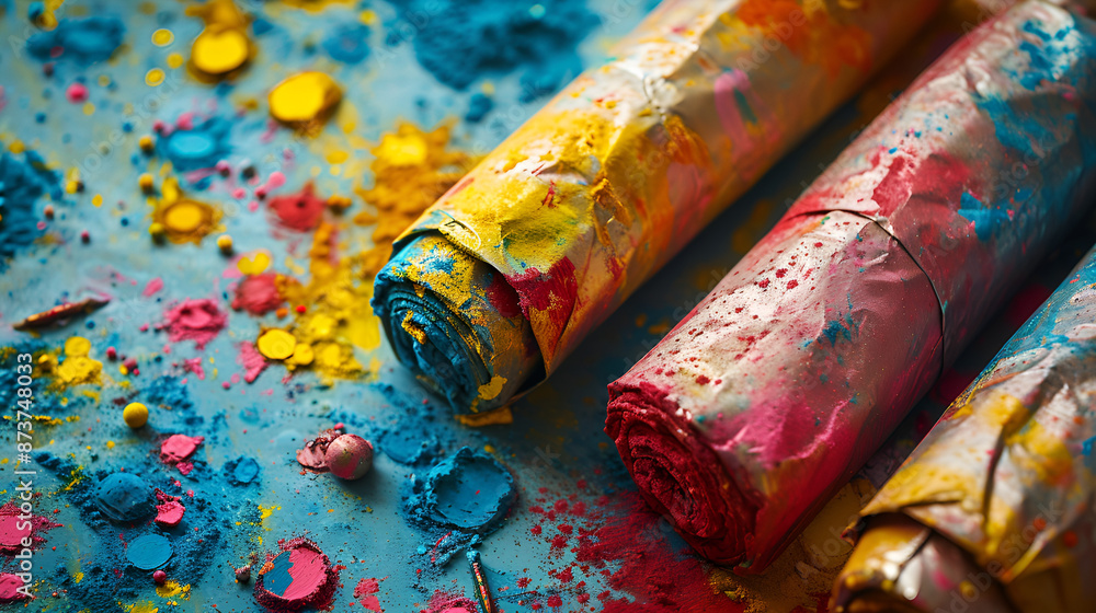 Fototapeta premium a group of colorful crayons sitting on top of a table