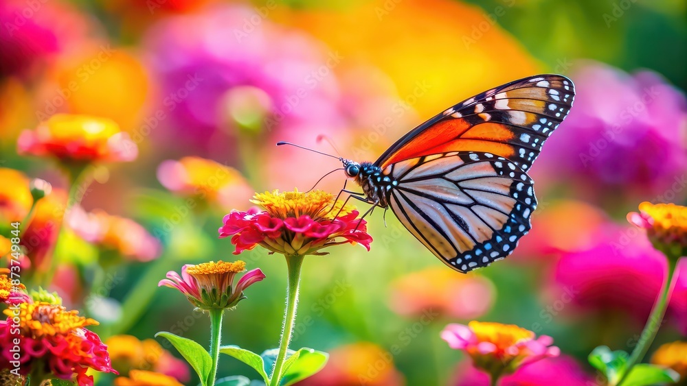 Beautiful butterfly perched on colorful flower in a vibrant garden, butterfly, flower, garden, nature, colorful, vibrant Beautiful butterfly perched on colorful flower in a vibrant garden, butterfly, flower, garden, nature, colorful, vibrant