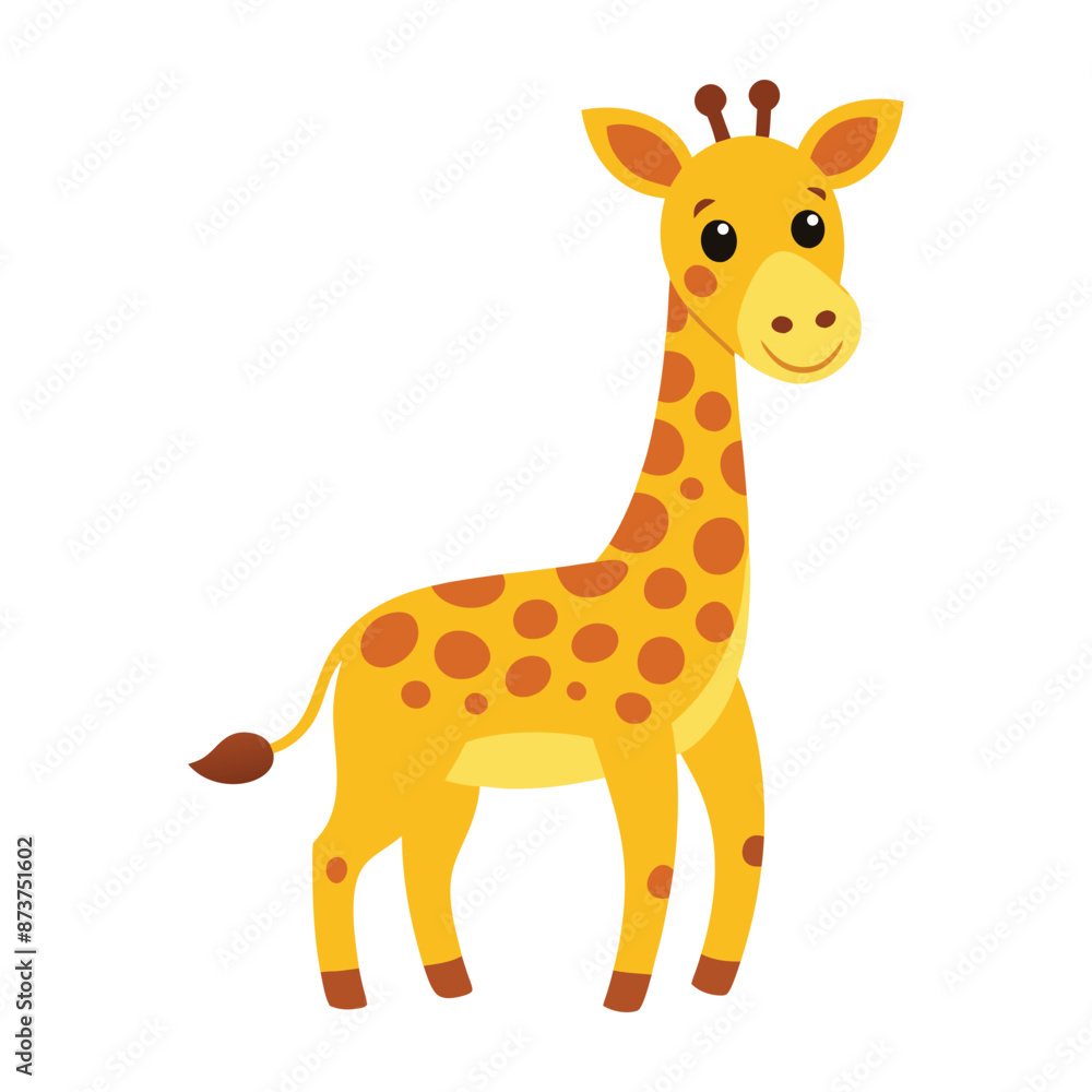 Illustration of Cute Giraffe animal on white Illustration of Cute Giraffe animal on white