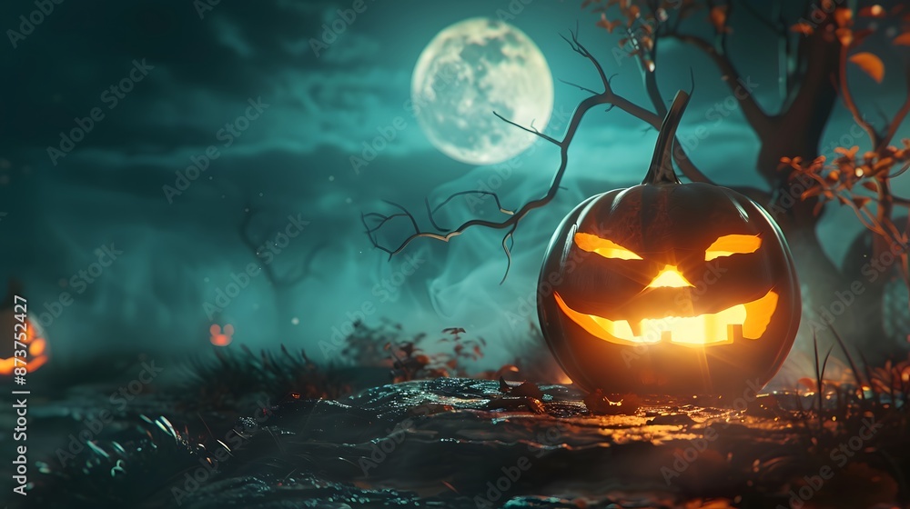 Naklejka premium spooky pumpkin hallowen background